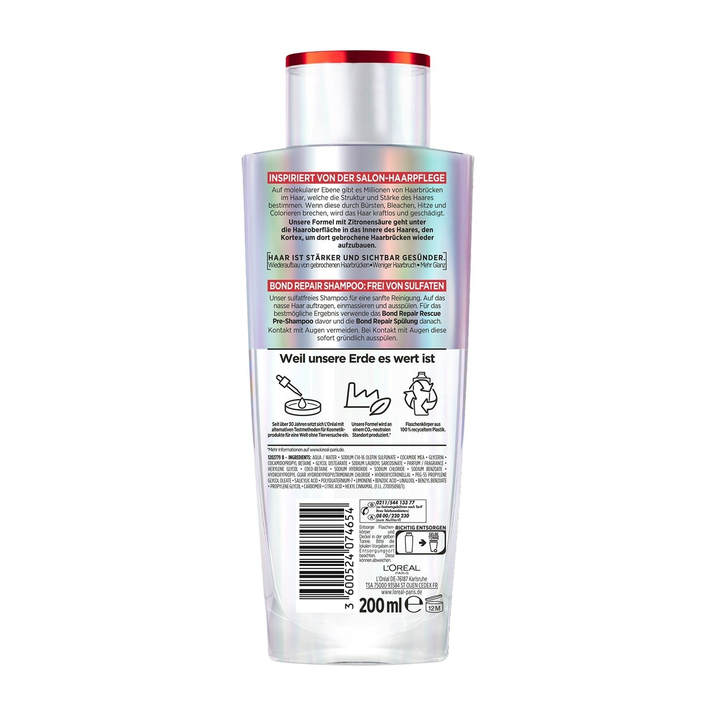 Elvital Bond Repair Shampoo Verpackung hinten